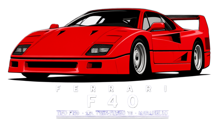 Ferrari F40 transparent vector artwork