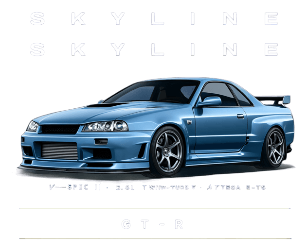 Nissan Skyline GT-R R34 transparent vector artwork